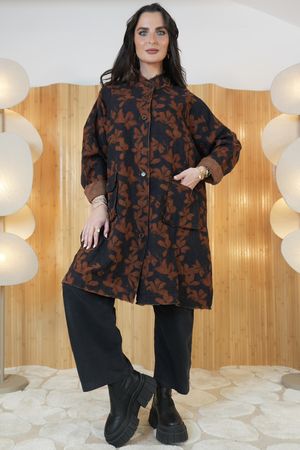 Oriental Orchid Denim Shirt Tunic Navy